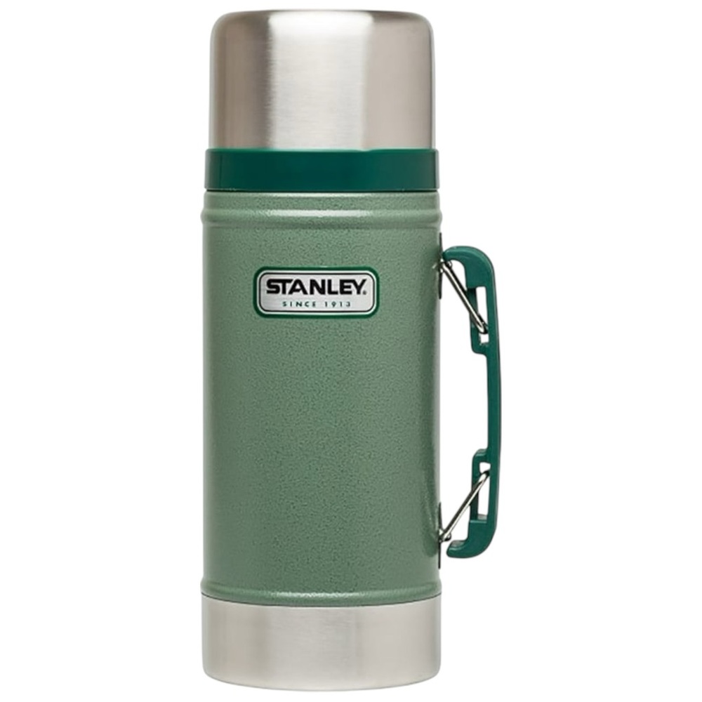 Stanley Insulated Green & Silver 24 oz Hot Cold Thermos Vacuum Food Jar